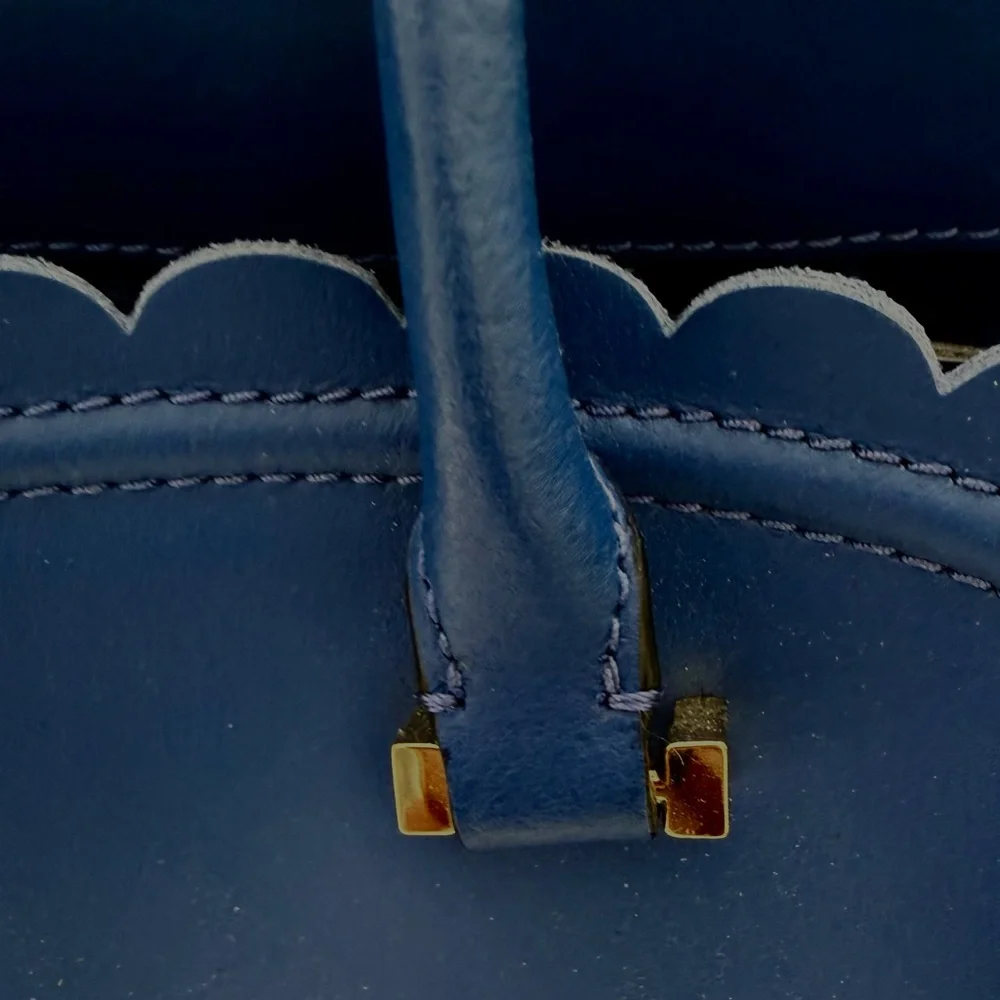 Kate Spade New York Hyacinth Maple Court Maxime Leather Tote Royal Blue Scallop